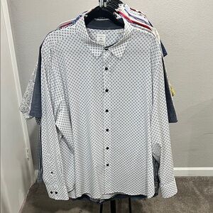 Men's Black and White Geometric Button Down Shirt
